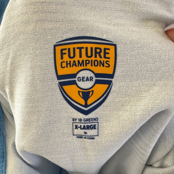 18 GREENS NWT Boys Blue White Striped Cotton Performance Polo Size XL 16 - Picture 4 of 6